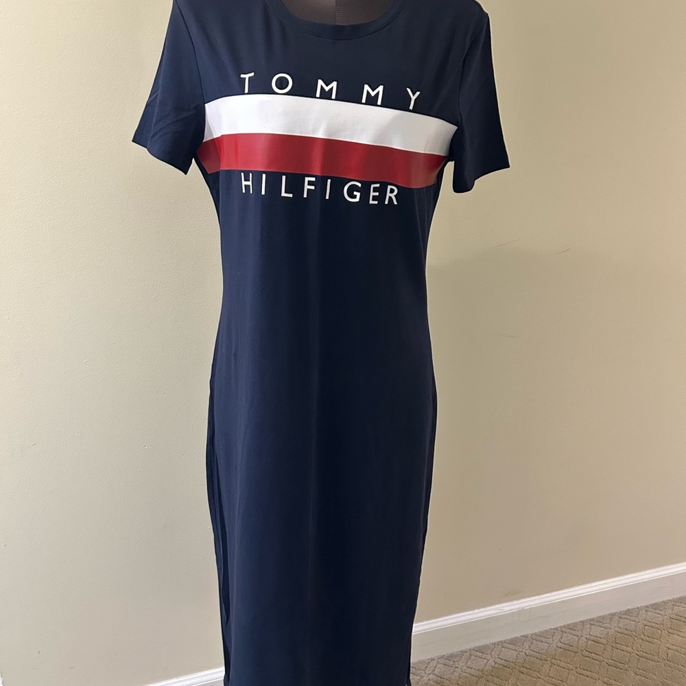 Tommy Hilfiger Navy Dress with Red and White Accents Size M